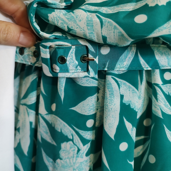 Vintage 80's Teal Hawaiian Print Dress Breli Original SZ Small - Large Range - Picture 6 of 15